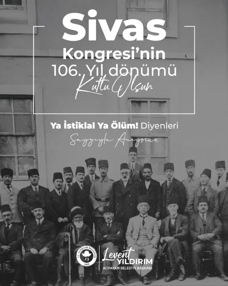 Yıldırım’dan Sivas Kongresi’nin 106. Yılı Mesajı
